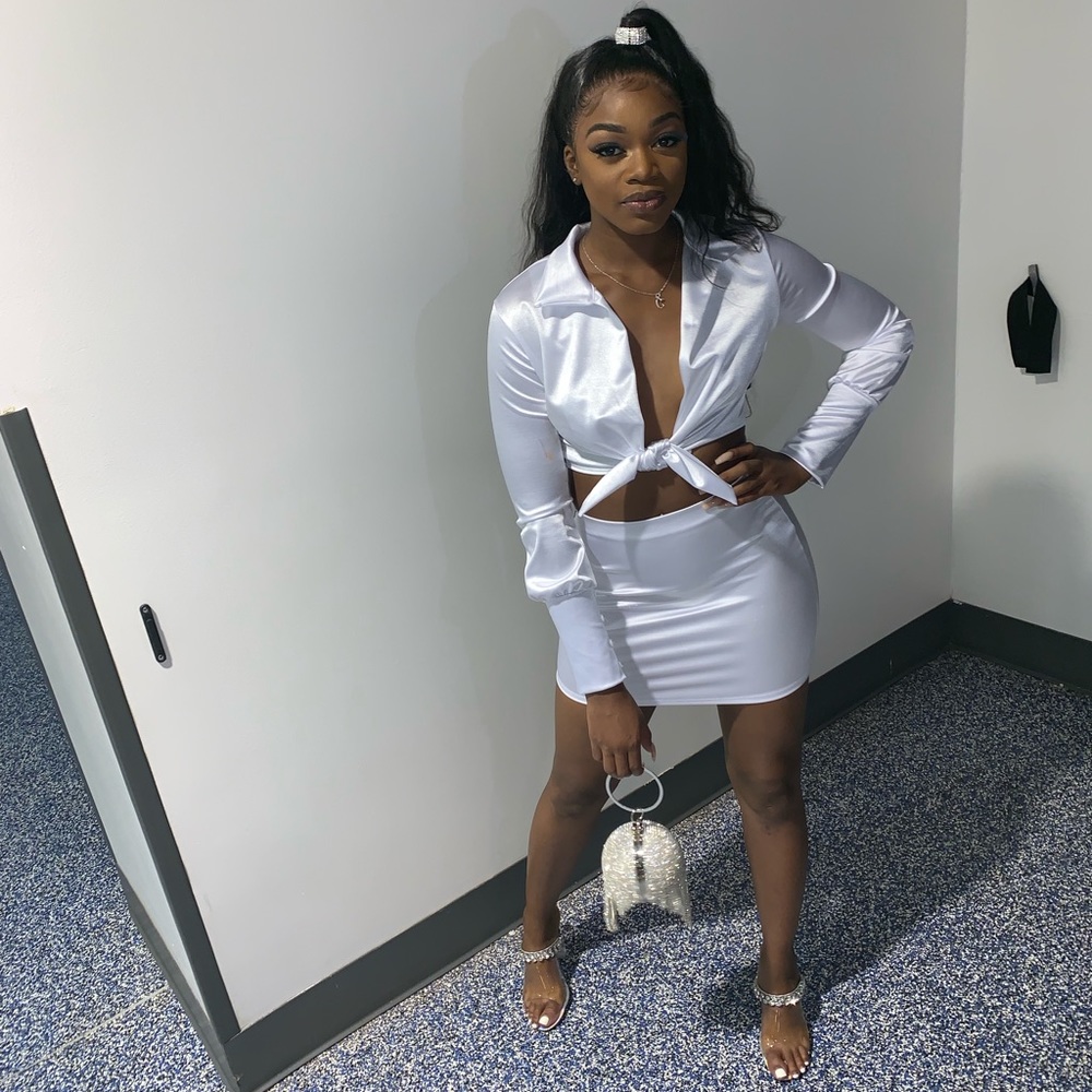 Silk white two piece